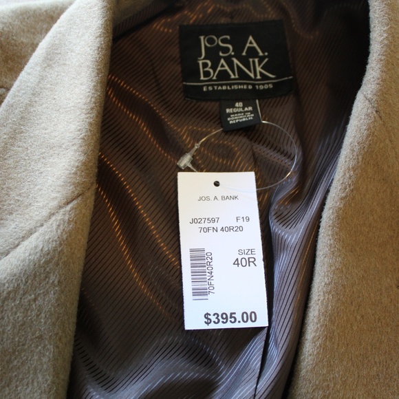 Tan Wool Overcoat - Men's - Jos. A Bank Size 40R - Picture 4 of 5